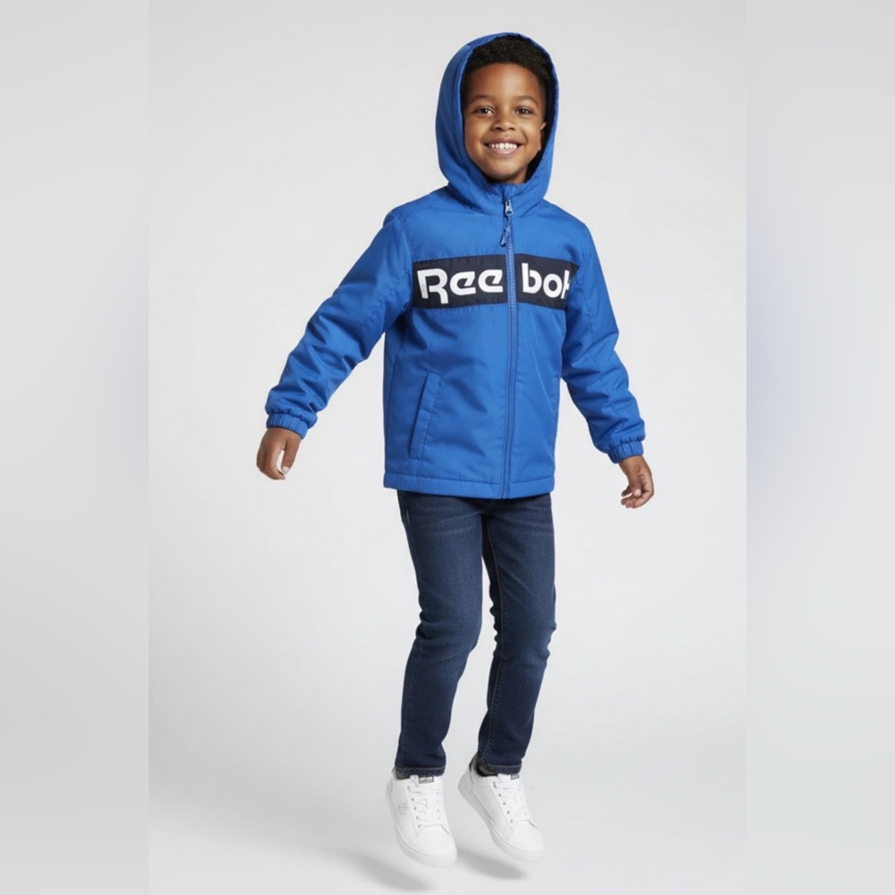 Reebok Kids Blue Zip Up Hoodie Jacket Youth Size 5/6 Activewear Like New